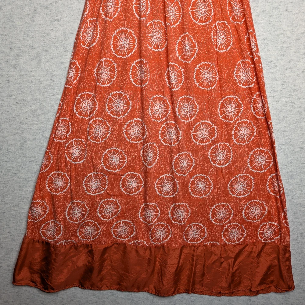 Velvet by Graham & Spencer Bandeau Strapless Orange Cotton Silk Maxi Dress Sz M - Picture 7 of 11
